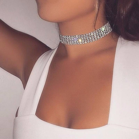 LANZA NECKLACE 
Women Full Crystal Rhinestone Choker Necklace